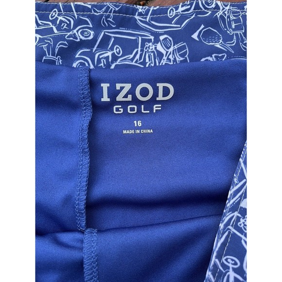 IZOD Golf Womens Skort Skirt Size 16 Blue and White Golf Cart Print - Picture 3 of 7